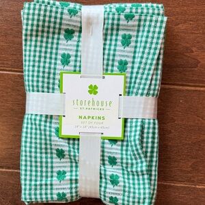 Green Checkered Napkins - Set of Four shamrock